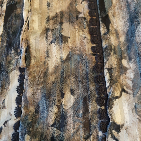 Buckle Boho Peasant Top Multicolor Watercolor Abstract Sheer Puff Sleeve Size M - Picture 4 of 14